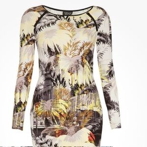 ❤️ TOP SHOP Tropical Print Long Sleeve DRESS